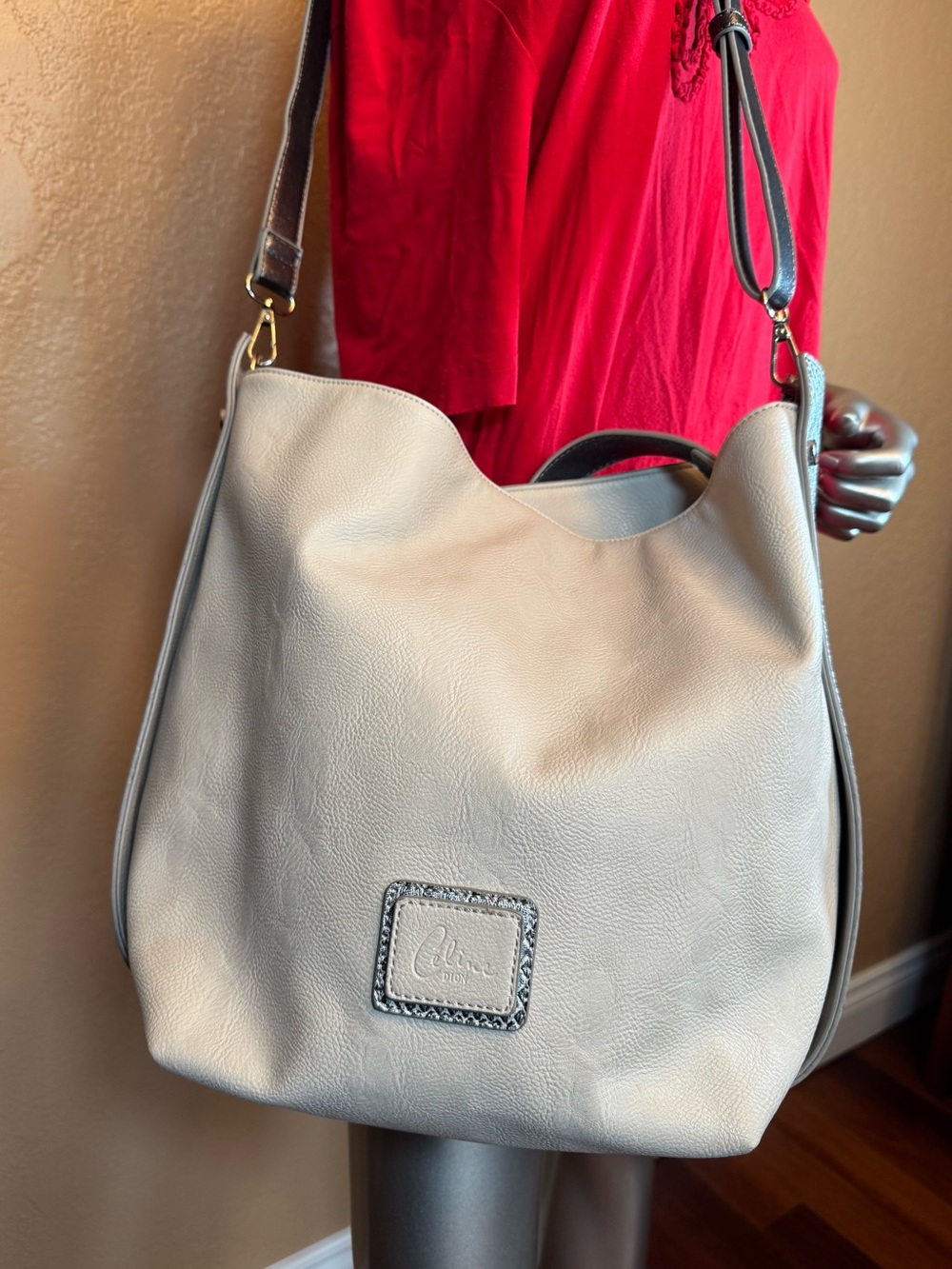 Celine Dion Slouchy Hobo Shoulder / Crossbody Faux Leather Bag